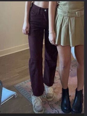 Women’s High-Rise Corduroy Pants in Deep Burgundy